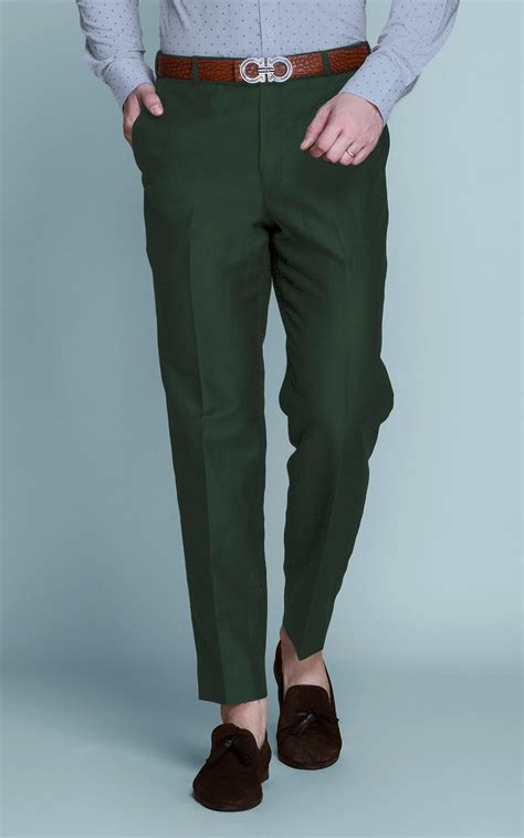 Forest Green Linen Pants - A.i. Perfect Fits
