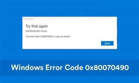 Image result for Error Code 0X80070490 Windows 1.0 Mail