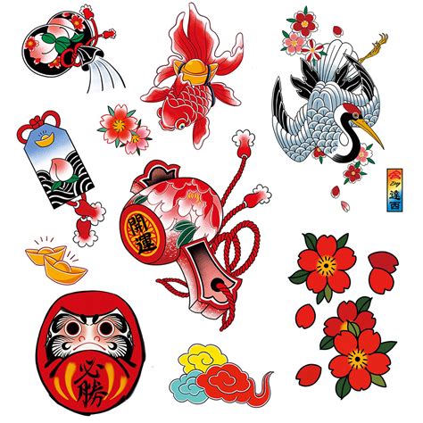 Buy PUSNMI Japanese Traditional Tattoo Old School Stickers for Men ...
