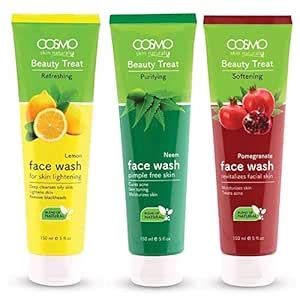 Cosmo Beauty Treat Lemon, Neem, Pomegranate, Face Wash 150 ml Each,Pack ...