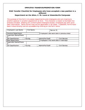 EMPLOYEE TRANSFER/PROMOTION Doc Template | pdfFiller