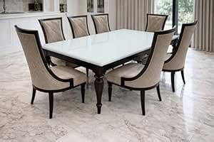 Aasma furniture mall Dining Table Set with 6 Chairs, PU Finish, Marble ...
