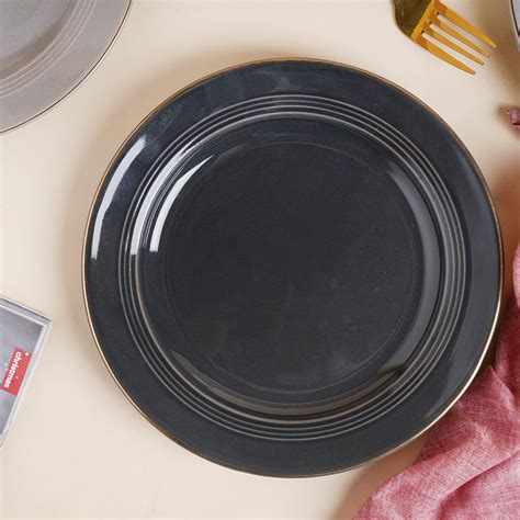 Ceramic Clay Snack Plate Black 8 Inch