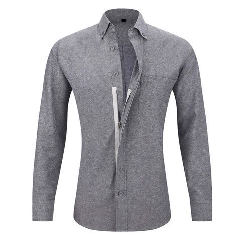 qolati Men's Muscle Fit Dress Shirts Stylish Hidden Zipper Long Sleeve ...