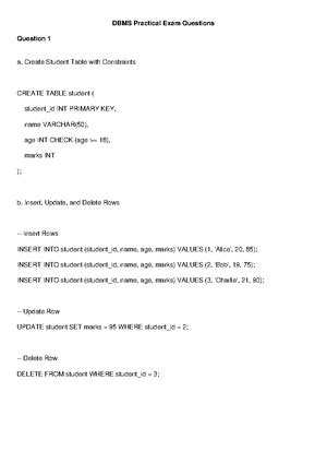 DBMS Lab Manual - CS3481 DATABASE MANAGEMENT SYSTEMS LABORATORY L T P C ...