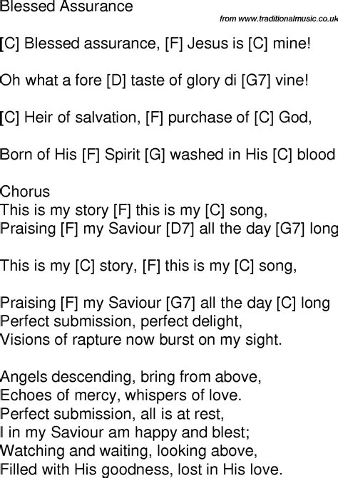 Blessed Assurance C Guitar Chords and Lyrics