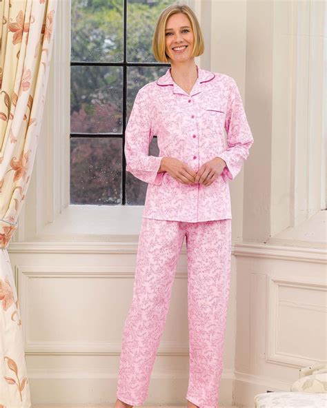 Ladies Freda Pyjamas, in a warm pure cotton pink jersey fabric.