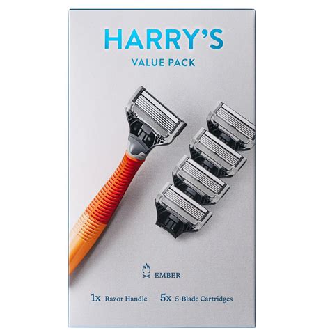 Harry's 5-Blade Razor Blade + 4 Razor Blade Refills, Orange Truman