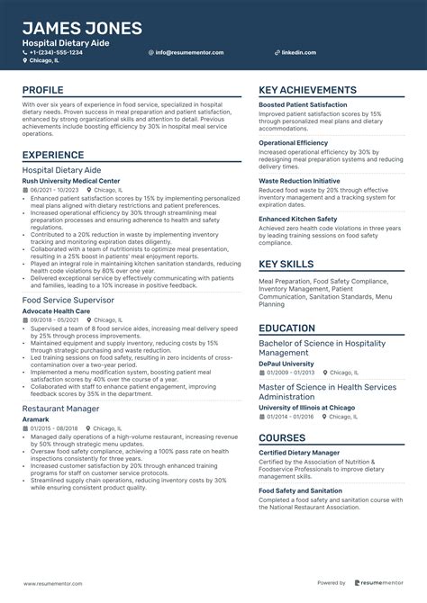 Dietary Aide Resume Examples - Free to Edit ATS-Friendly PDF - 2025