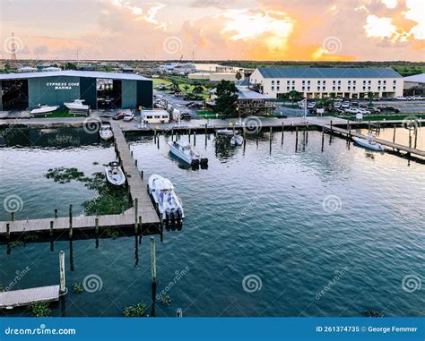 Sunrise at Cypress Cove Marina in Venice, Louisiana Editorial Image ...