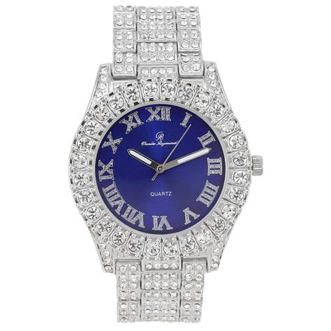 Charles Raymond Bling-Ed Out Round Metal Mens Analog Color On Blast ...