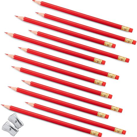 40 Counts Erasable Red Colored Pencils Red Checking Pencils with Eraser ...