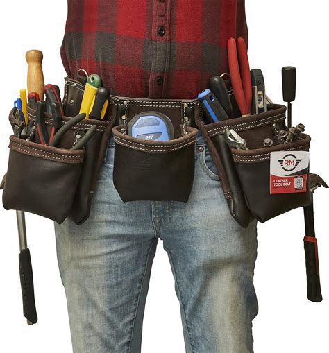 Buy RM 12 Pocket Leather Tool Belt , Oil Tan Top Grain Heavy Duty Tool ...