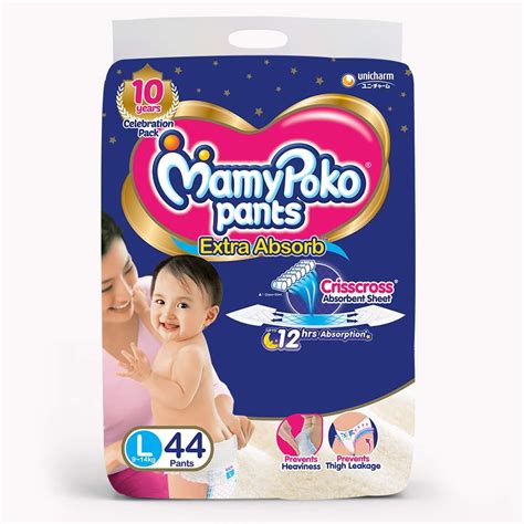 Mamypoko Pants Extra Absorb Baby Diaper, Large (44 Count)