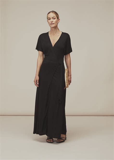 Black Jersey Wrap Midi Dress | WHISTLES | Whistles UK