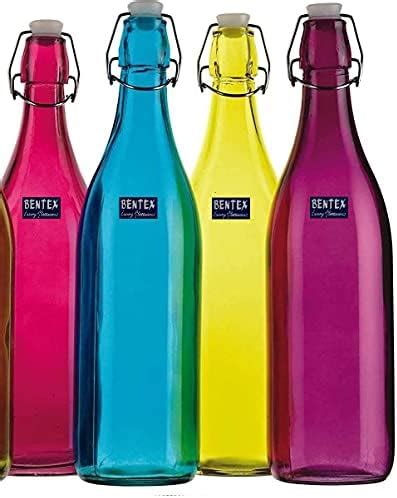 BENTEX LUXURY GLASSWARES Swing Top Flip with Airtight Cap Glass Bottles ...