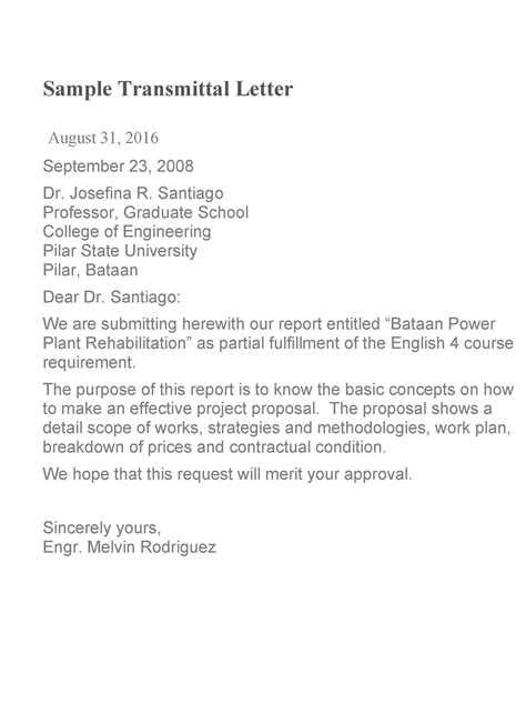 letter of transmittal for school projects - Brainly.in