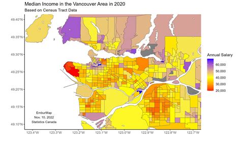 Median Income in the Vancouver Metropolitan Area in 2020 based on Census Data : r/MapPorn