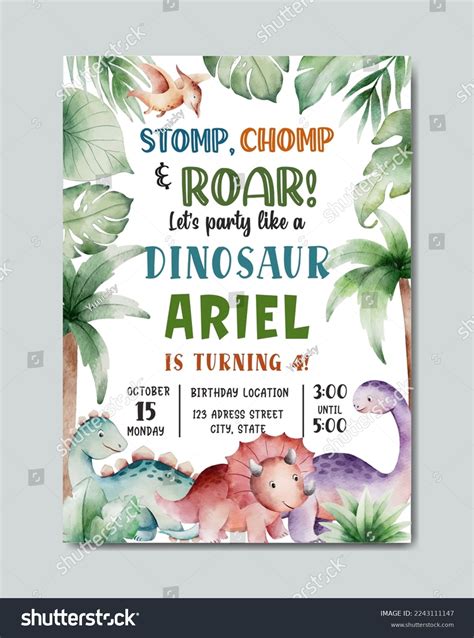 4,968 Dinosaur Birthday Invitations Stock Vectors and Vector Art ...