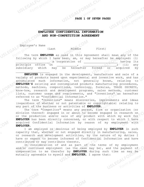 Oklahoma Employee Confidential Information and Noncompetition Agreement ...