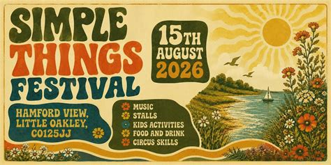 Simple Things Festival 2026, Hamford View, Harwich, 15 August 2026 ...