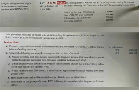 Solved the management of national inc. asks your help in | Chegg.com