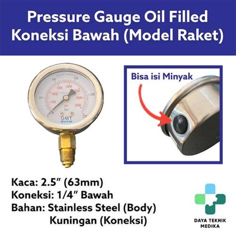 Jual GMT Oil Filled Pressure Gauge 63mm - Manometer Tekanan 2.5" Isi ...