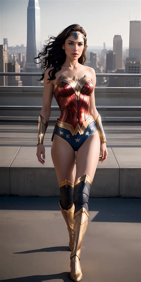 Gal gadot in wonder woman'suit, blonde hair, full body, leotard, bare ...