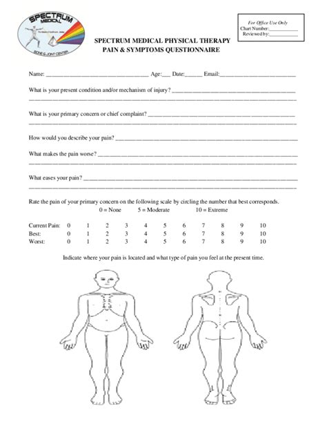 Fillable Online Spectrum Medical Physical Therapy - Pain & Symptoms ...