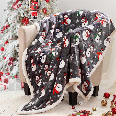 KeirineCC Christmas Snowman Blanket, Holiday Theme Sherpa Fleece Throw ...