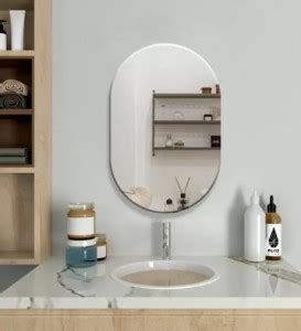 Adinath Creators Capsule shape 14*20 Inch Bevelled Bathroom Mirror ...