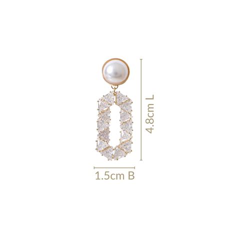 Jewellery Online - Premium Geometric Gold Pearl Hexa Dangler | Nestasia