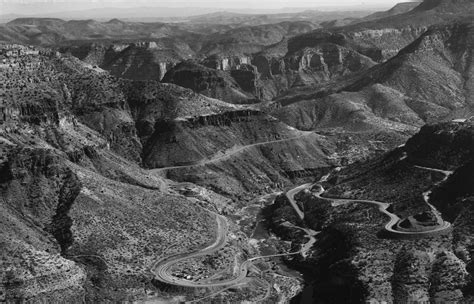 Aerial view of United States Highway 60 in the Salt River Canyon ...