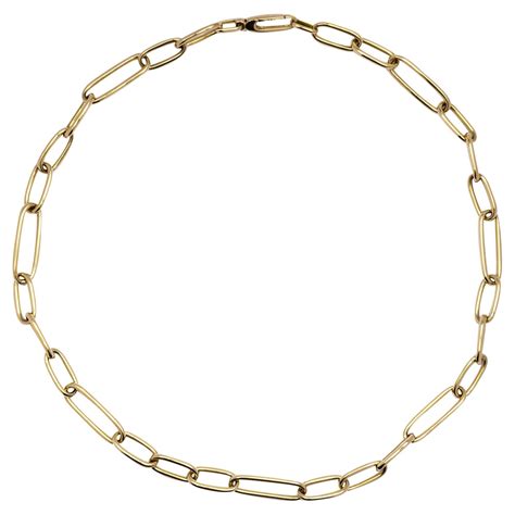 Tiffany and Co. 18 Karat Yellow Gold Paper Clip Chain Link Necklace at ...