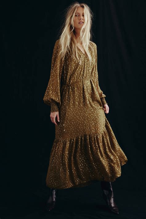 Patterned maxi dress - Dark khaki green - Ladies | H&M IN