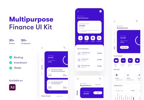 财务类移动UI工具包设计套件素材模型下载Multipurpose Finance UI Kit-设计口袋