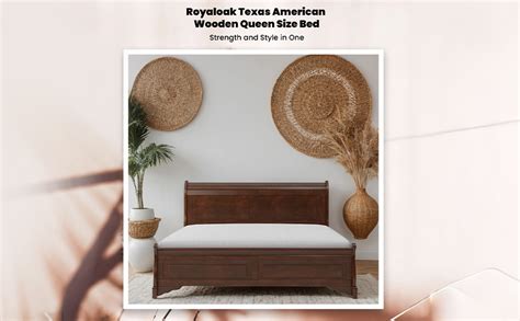 Royaloak Texas American Wooden Queen Size Bed Without Storage | Solid ...