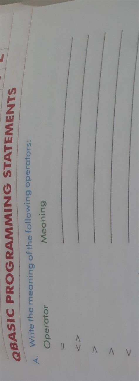 Write the meaning of the following operators: - Brainly.in