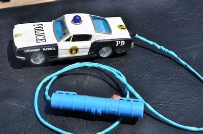 Vintage BANDAI Battery Op Remote Control Tin Friction MUSTANG Police Toy Car -- Antique Price ...