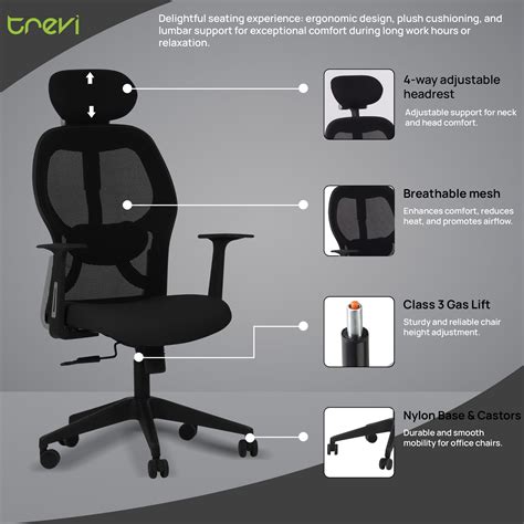 Venus Magic High Back Office Chair In Black Color — TREVI FURNITURE