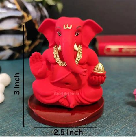 Terracotta Finish Ganesha Idol with MDF base | Gold Art India