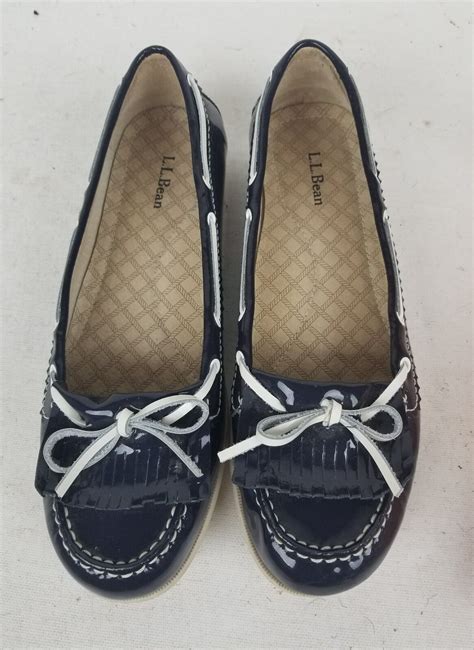 Womens LL Bean Leather Boat Loafer Moccasin Shoes 9M … - Gem