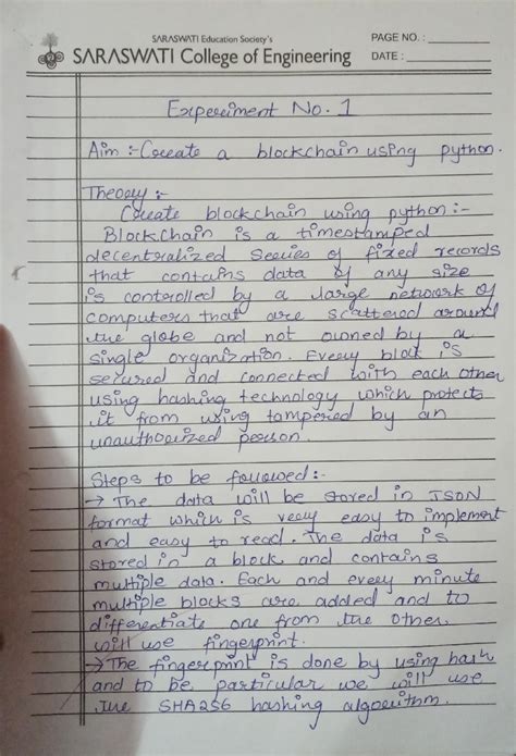 Blockchain exp1 to 3 - PAGENO.: - DATE: - No. SAR!\SW,\TI I d11 111 ,r ...