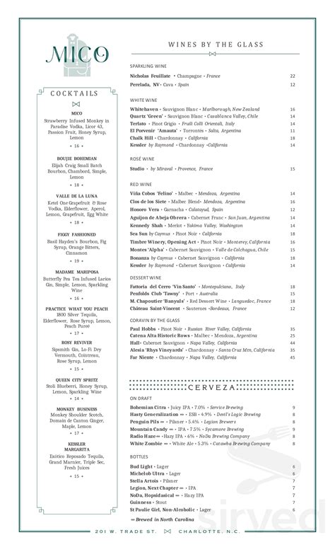 Mico Restaurant menus in Charlotte, North Carolina, United States