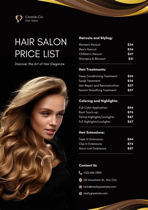 Hair Salon Prices List And Menu Design Ideas, 44% OFF