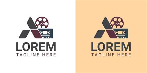 Film reel and cassette tape logo with letter a shape keywords film reel ...