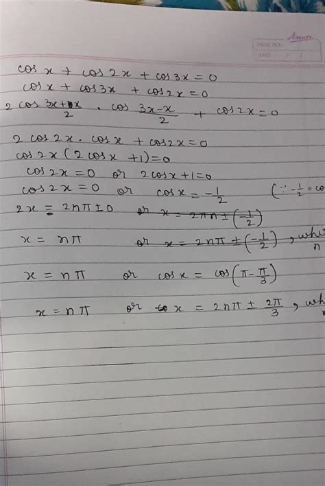 Cos x + cos2x + Cos 3x=0then find general solutions (no spamming other ...