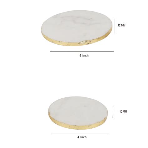Marble White Round Gold Foil Platter Trivet Set of 2 4.5 inch and 6 in ...