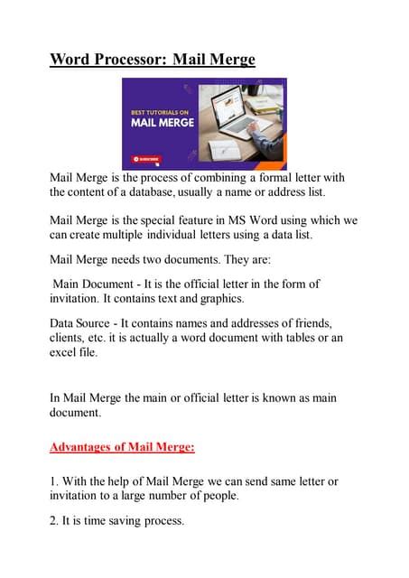 Image result for Mail Merge Tutorial