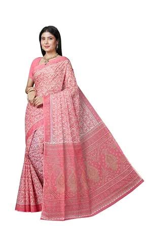SHANVIKA Women's Pure Cotton Floral Print Saree Without Blouse Piece ...